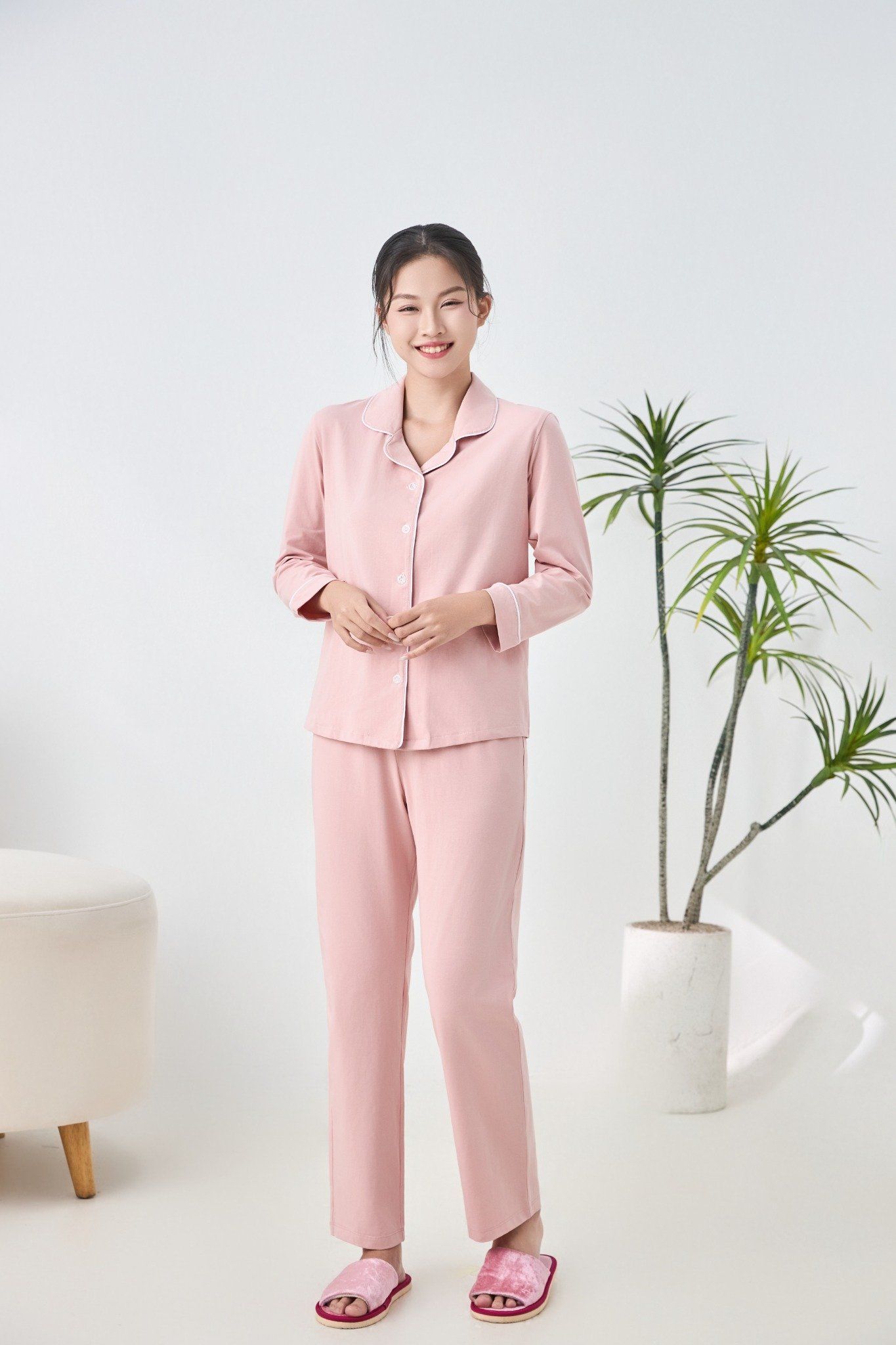 A45512401 - Bộ Pijama dài tay cao cấp Ailai thun dệt kim