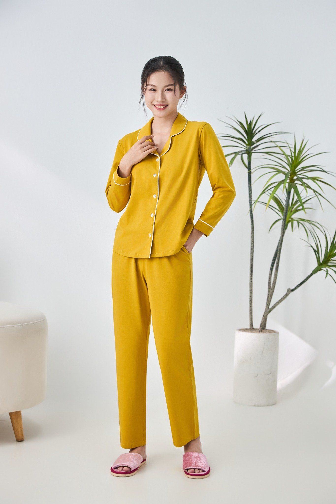 A45512401 - Bộ Pijama dài tay cao cấp Ailai thun dệt kim