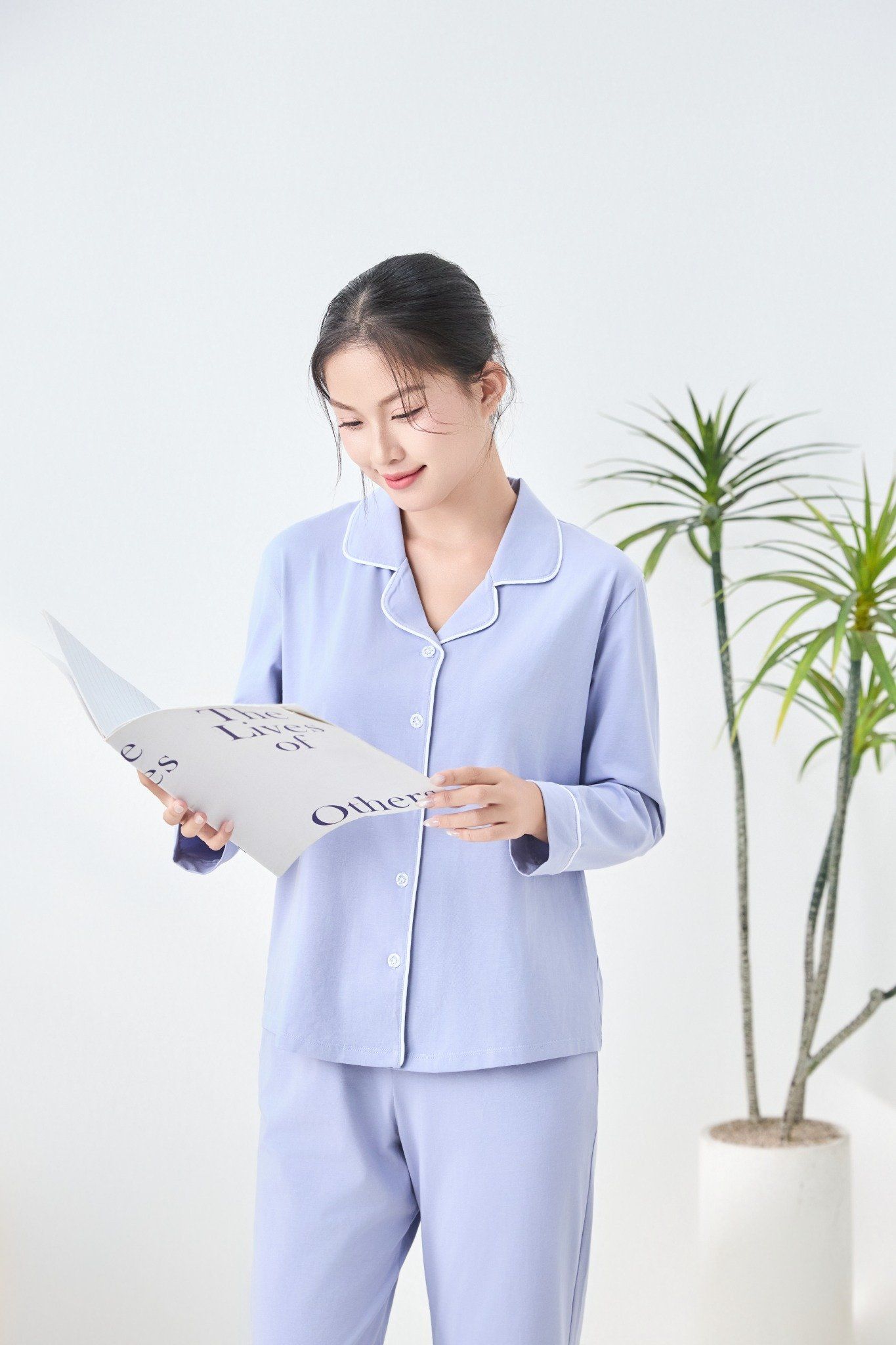 A45512401 - Bộ Pijama dài tay cao cấp Ailai thun dệt kim