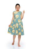  A47112201 - Đầm mặc nhà rayon hoa sát nách, cổ tròn, 2 tầng 