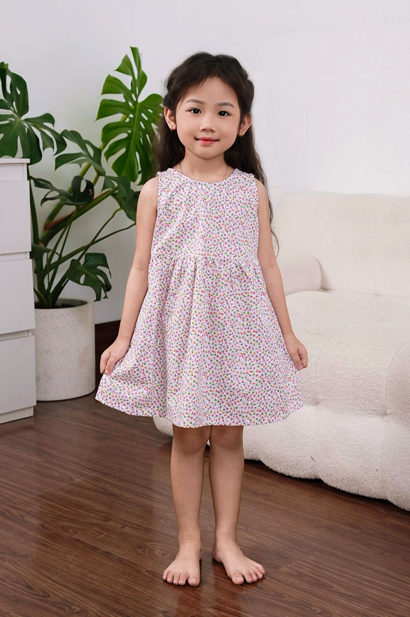 Q27212401 - Đầm bé gái Cotton hoa