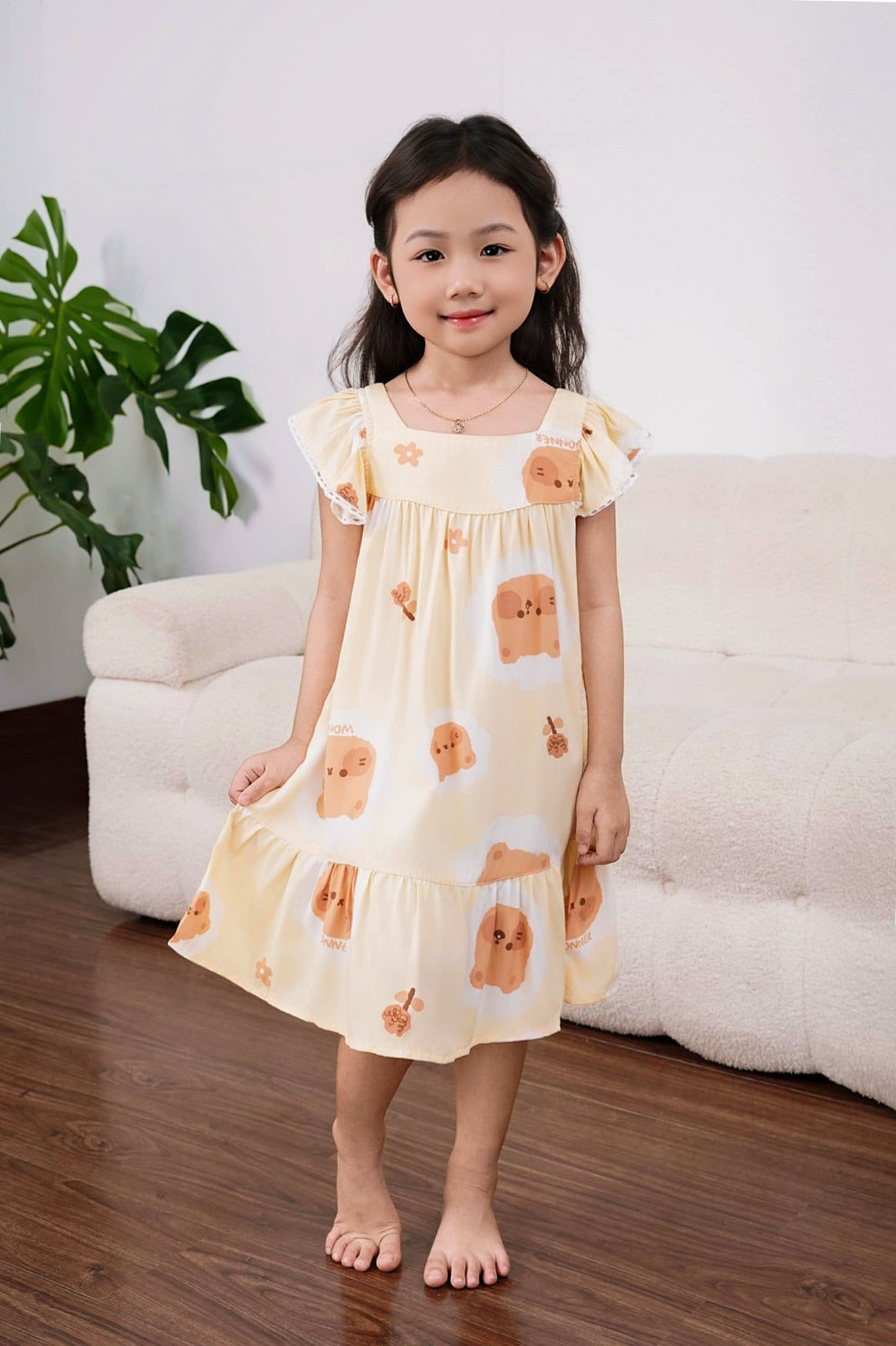 Q271132501 - Đầm bé gái Rayon hoa đính ren