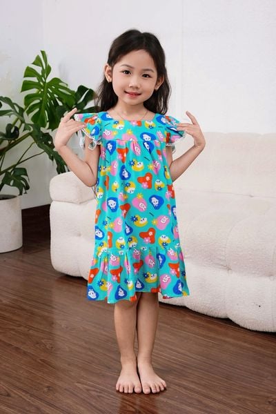 Q271132501 - Đầm bé gái Rayon hoa đính ren