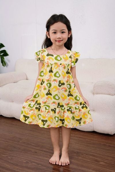 Q271132501 - Đầm bé gái Rayon hoa đính ren