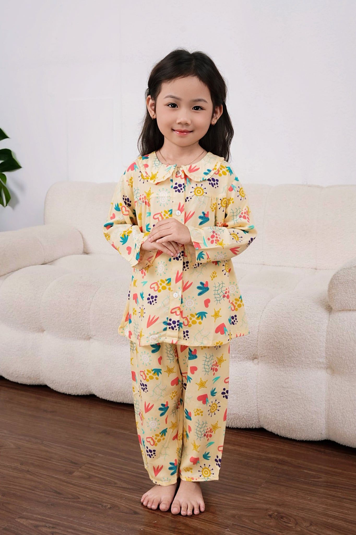 Q25112301 - Bộ dài Pijama bé gái họa tiết dễ thương