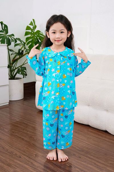 Q25112301 - Bộ dài Pijama bé gái họa tiết dễ thương