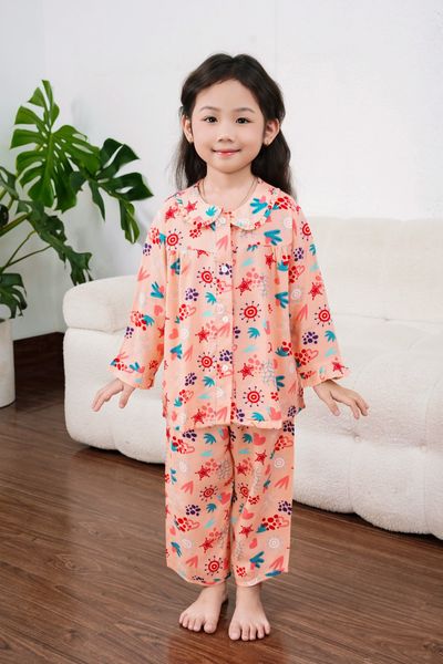Q25112301 - Bộ dài Pijama bé gái họa tiết dễ thương