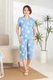  A441142504 - Bộ lửng pijama Quế Lâm chất vải Lanh hoa mềm mát 