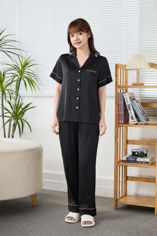 A43732601 - Bộ Dài Pijama Lụa Cao Cấp Tay Ngắn