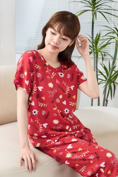 A441142603 - Bộ Lửng Mặc Nhà Lanh Cổ Tim Bèo Tay Ngắn