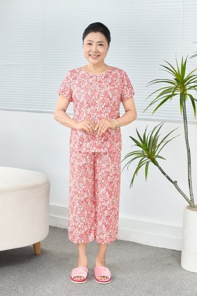 Q481132604 - Bộ Lửng Mặc Nhà Lanh Cổ Tròn Viền Tay Ngắn