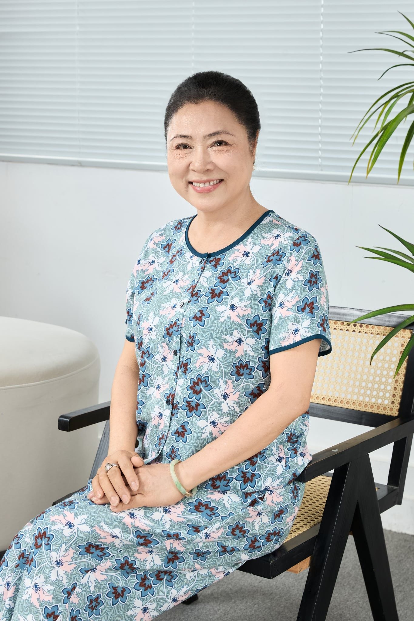 Q481132506 - Bộ Lỡ Mặc Nhà Lanh Hoa Cổ Viền Nẹp Nút