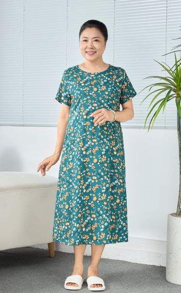 Q471132602 - Đầm Lanh Mặc Nhà Dáng Xuông Tay Ngắn