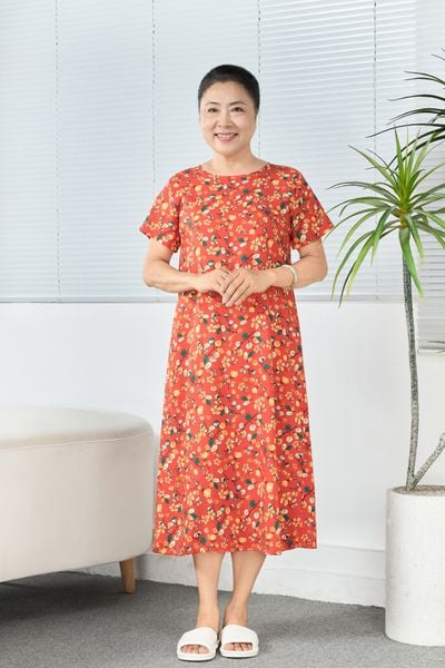 Q471132602 - Đầm Lanh Mặc Nhà Dáng Xuông Tay Ngắn