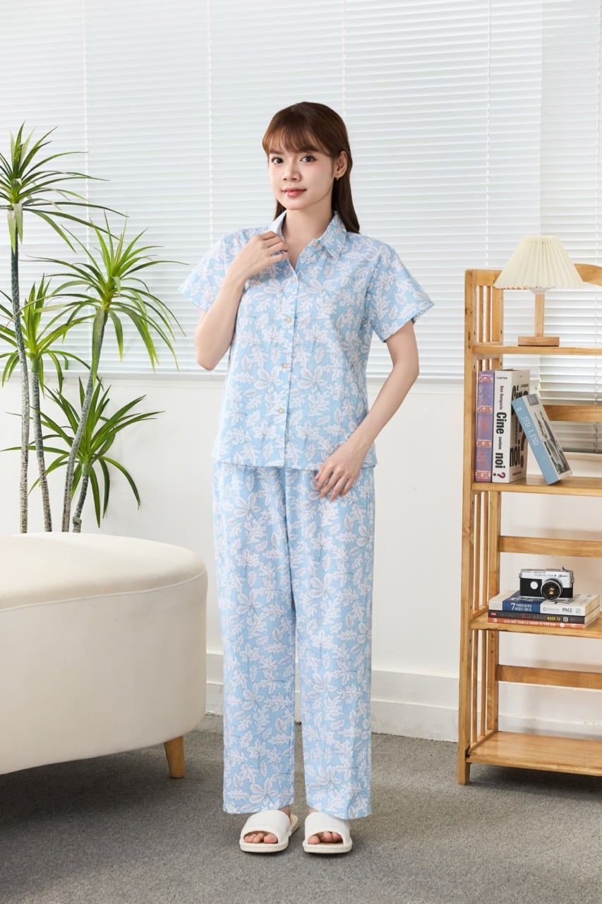 A45212509 - Bộ Dài Pijama Cotton Tay Ngắn