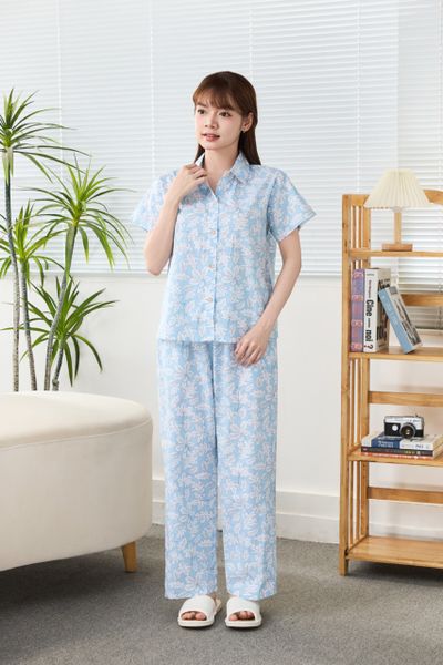 A45212509 - Bộ Dài Pijama Cotton Tay Ngắn