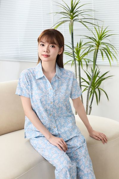 A45212509 - Bộ Dài Pijama Cotton Tay Ngắn