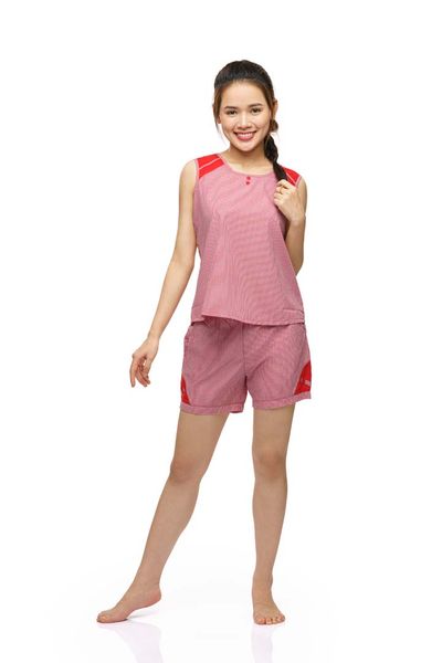 Q43318040 - Bộ ngắn Kate họa tiết kẻ sọc caro đơn giản có túi xuất xứ Việt Nam - Thời trang Quế Lâm