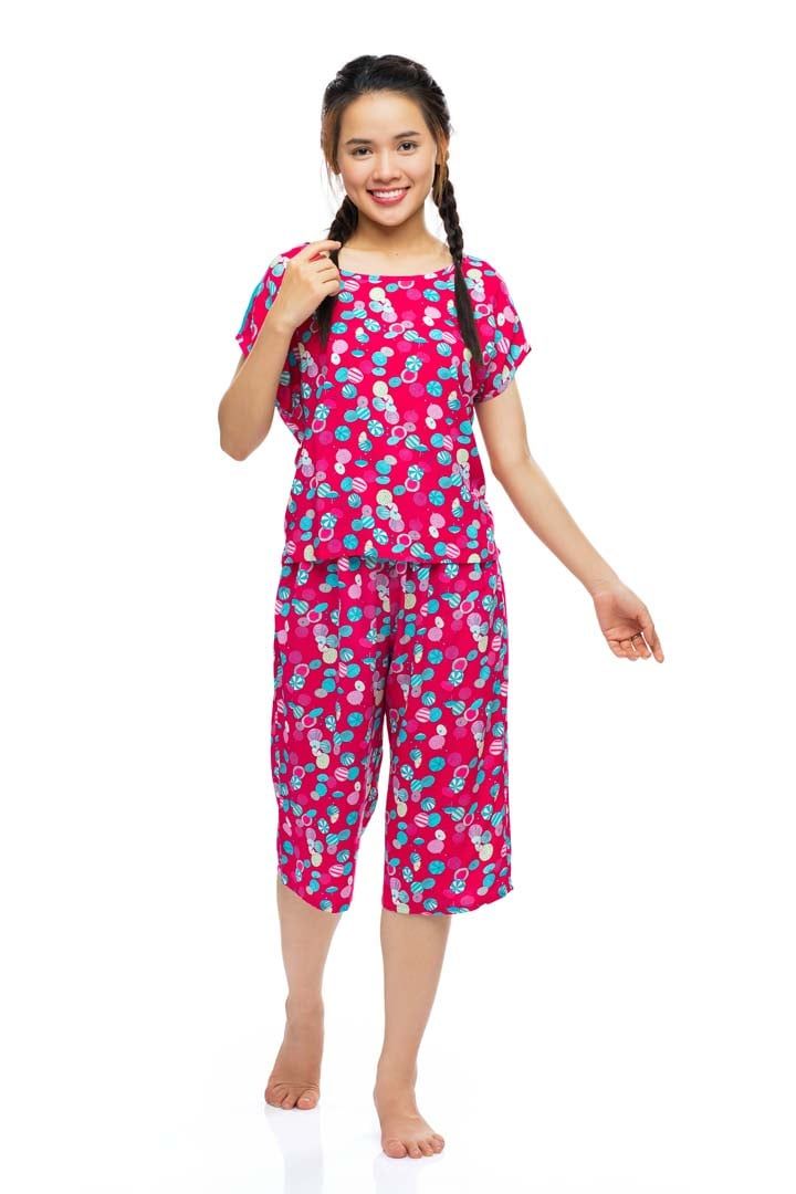 Q44119120 - Đồ bộ mặc nhà bộ lửng Rayon (viscose) hoa