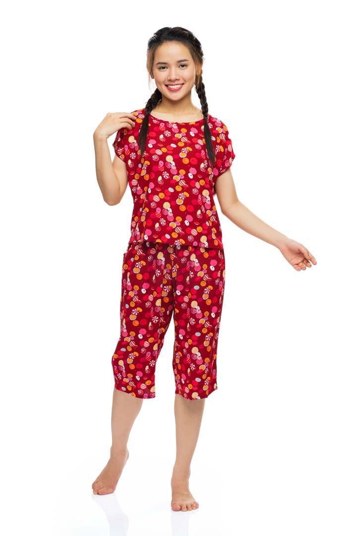 Q44119120 - Đồ bộ mặc nhà bộ lửng Rayon (viscose) hoa