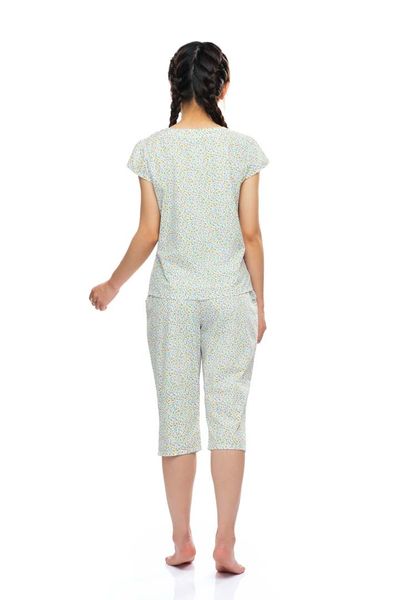 Q44212202 - Bộ lửng cotton hoa, cổ tròn, xẻ V phối,túi ngực phối lé