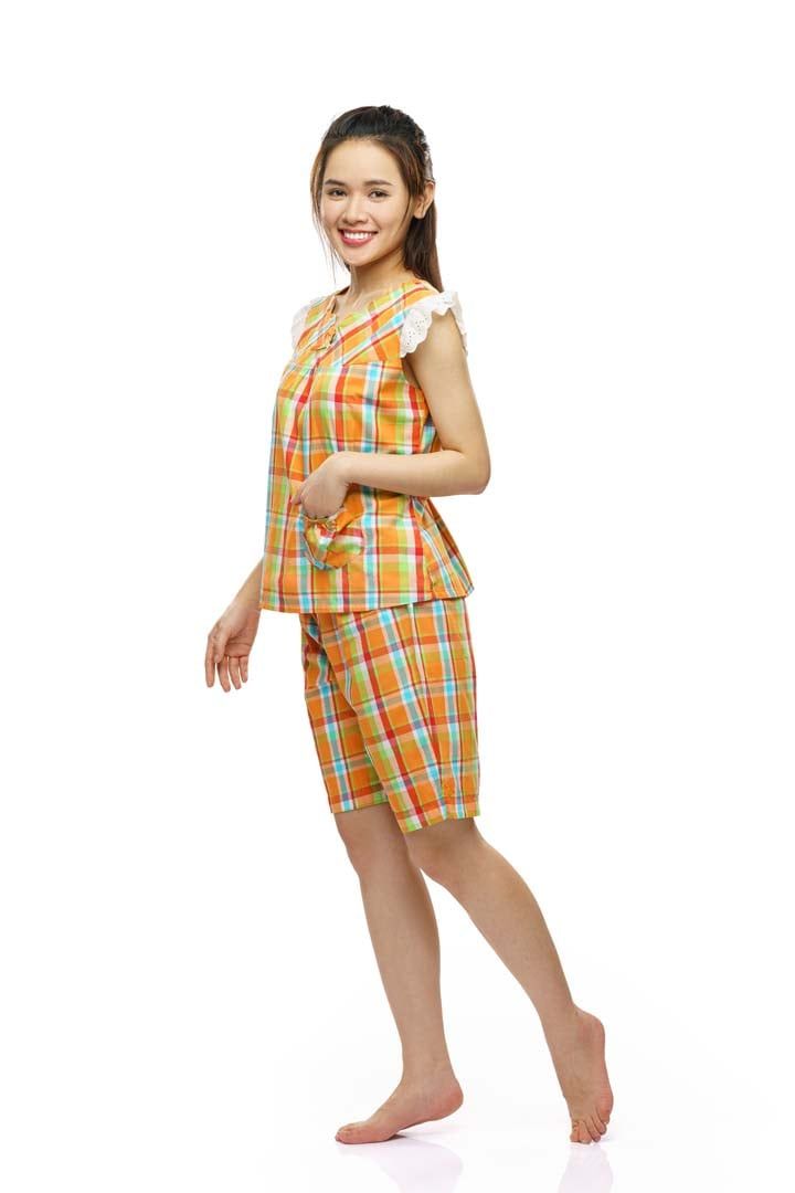 Q44219140 - Đồ lửng mặc nhà Cotton họa tiết caro