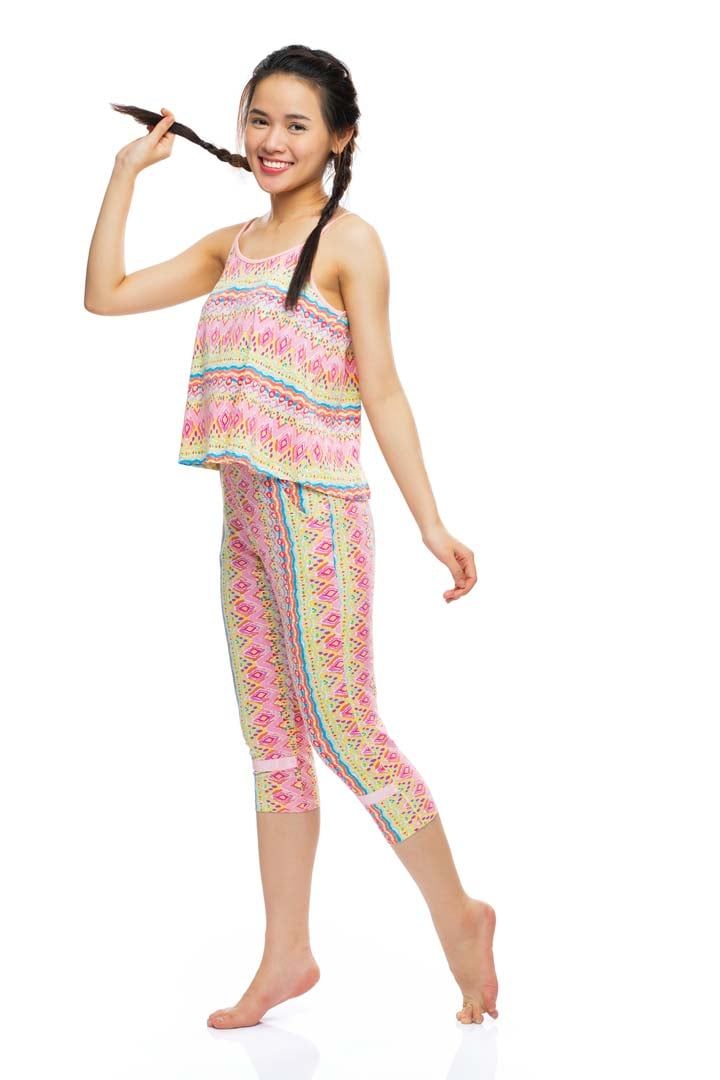 Q44519030 - Đồ bộ mặc nhà bộ lửng thun cotton in hoa