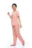  Q45112209 - Bộ dài Rayon/ viscose hoa cổ tim bầu, nẹp trụ, phối ren,tay ngắn 