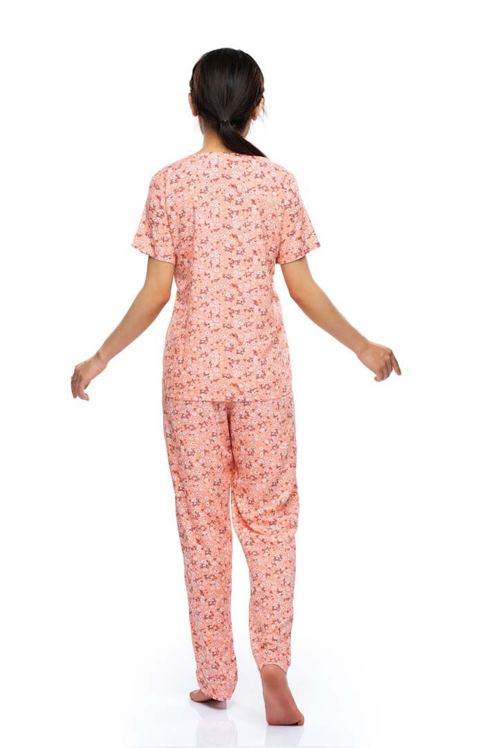 Q45112209 - Bộ dài Rayon/ viscose hoa cổ tim bầu, nẹp trụ, phối ren,tay ngắn 