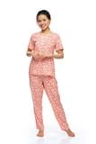  Q45112209 - Bộ dài Rayon/ viscose hoa cổ tim bầu, nẹp trụ, phối ren,tay ngắn 