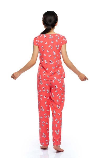 Q45112304 - Đồ Bộ Dài Rayon/ Viscose Nữ Mặc Nhà QUẾ LÂM Cổ Vuông Nhún Tay Ngắn