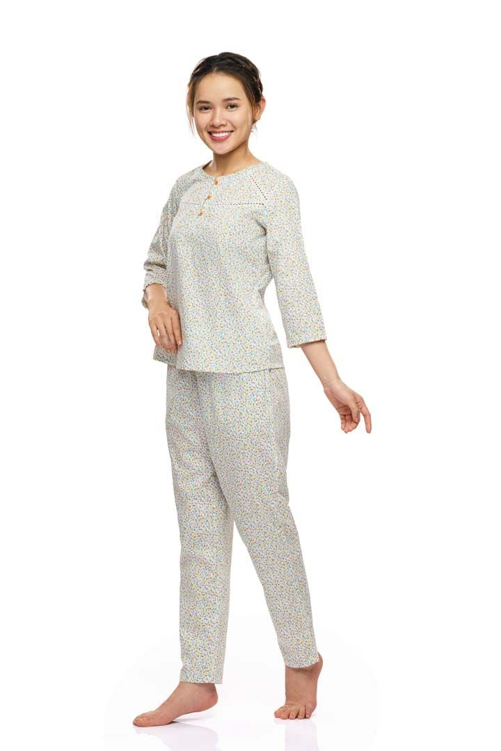 Q45212102- Bộ dài mặc nhà THỜI TRANG QUẾ LÂM vải cotton bền bỉ, thoáng mát