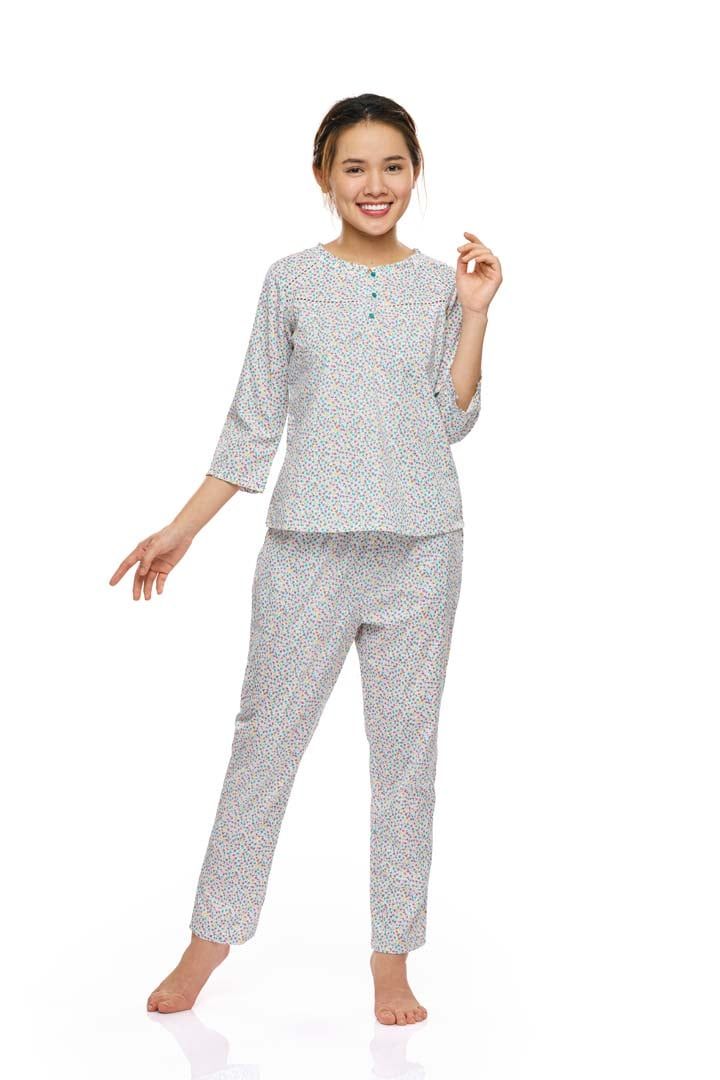 Q45212102- Bộ dài mặc nhà THỜI TRANG QUẾ LÂM vải cotton bền bỉ, thoáng mát