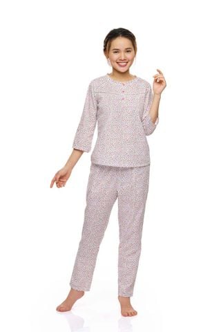 Q45212102- Bộ dài mặc nhà THỜI TRANG QUẾ LÂM vải cotton bền bỉ, thoáng mát