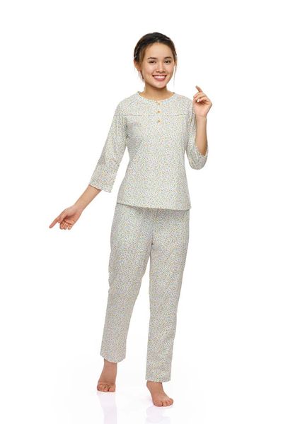 Q45212102- Bộ dài mặc nhà THỜI TRANG QUẾ LÂM vải cotton bền bỉ, thoáng mát