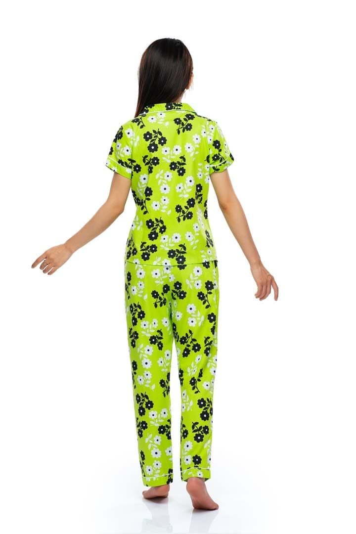  Q45212202 - Bộ dài cotton hoa Pyzama viền lé tay ngắn 