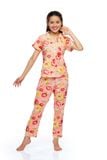  Q45212202 - Bộ dài cotton hoa Pyzama viền lé tay ngắn 