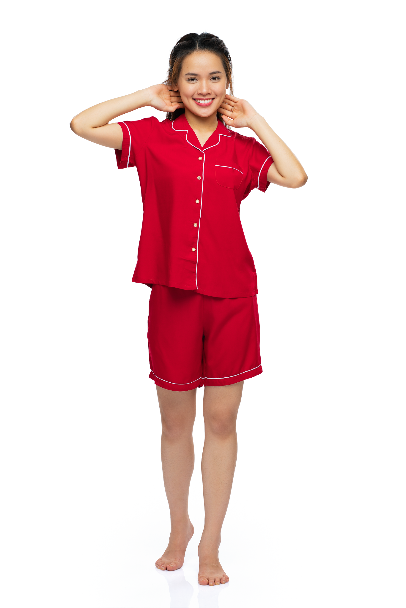 A431342402 - Bộ ngắn mặc nhà Pijama Rayon màu thoáng mát