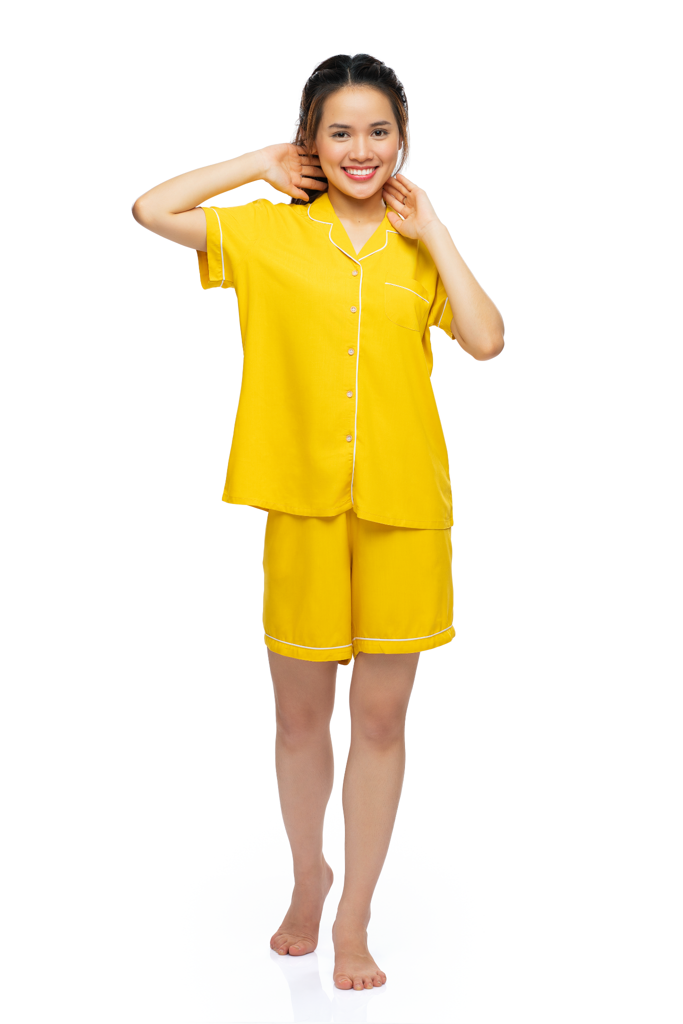 A431342402 - Bộ ngắn mặc nhà Pijama Rayon màu thoáng mát