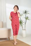  A44112302 - Bộ lửng lanh/ rayon/ viscose hoa cổ nhún bèo,dây rút thắt nơ 