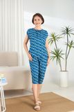  A44112302 - Bộ lửng lanh/ rayon/ viscose hoa cổ nhún bèo,dây rút thắt nơ 