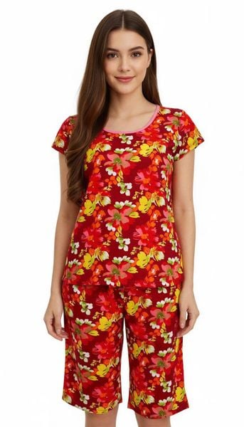 Q44118110 - Bộ lửng rayon cổ tròn khoét giọt nước, tay ngắn