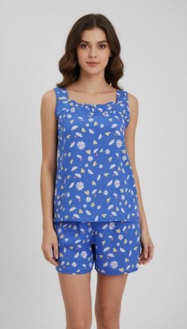 Q43112303 - Bộ ngắn rayon hoa khoét giọt nước, 2 dây bản