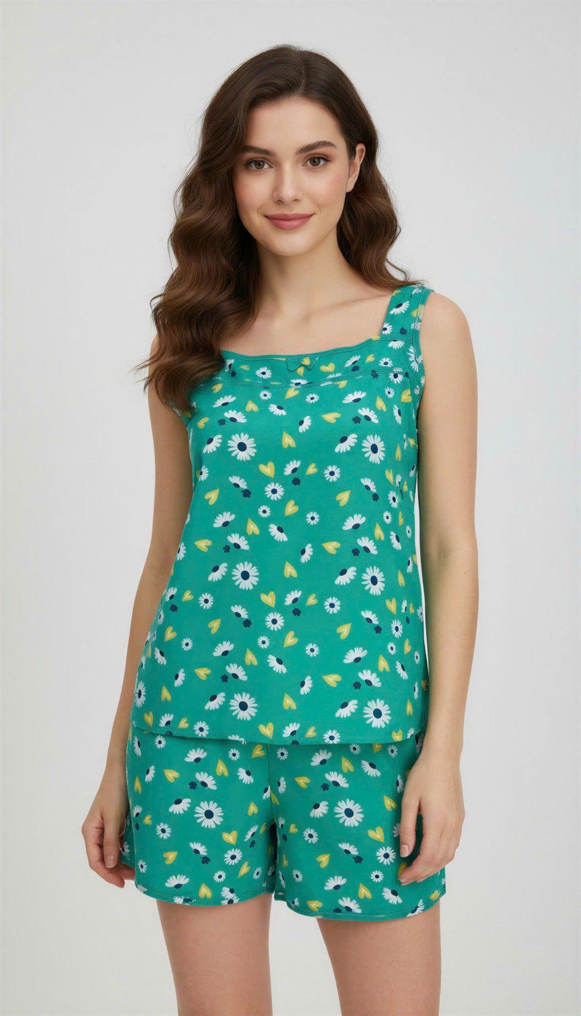 Q43112303 - Bộ ngắn rayon hoa khoét giọt nước, 2 dây bản