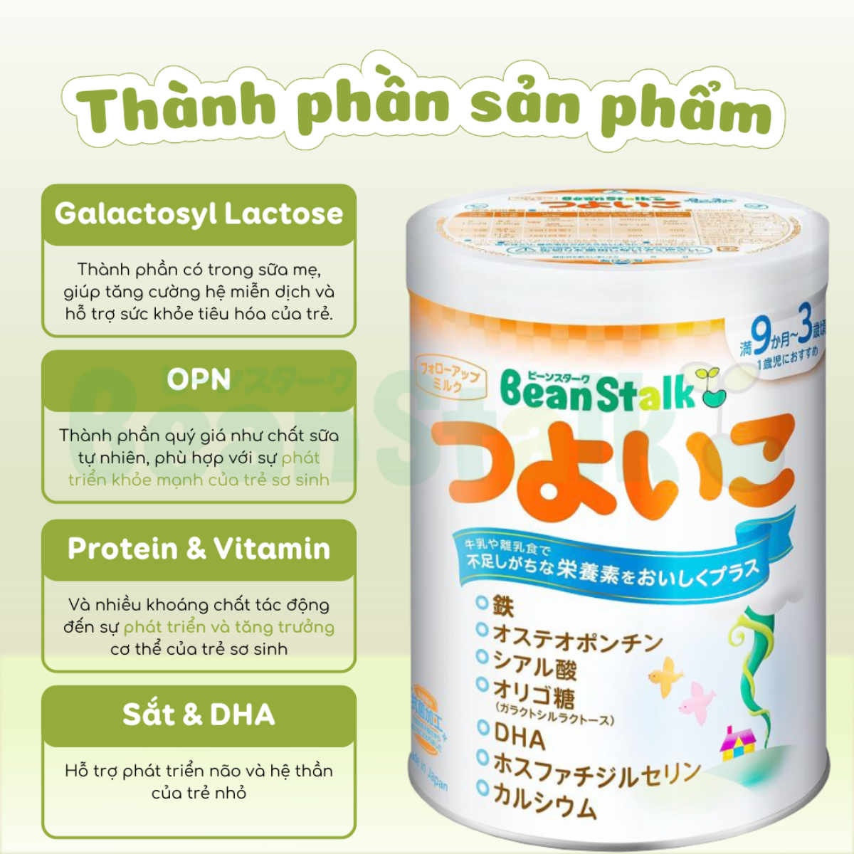 Sữa Beanstalk Nhật Bản Dạng Lon, Thanh 800g - Sữa Bột Công Thức