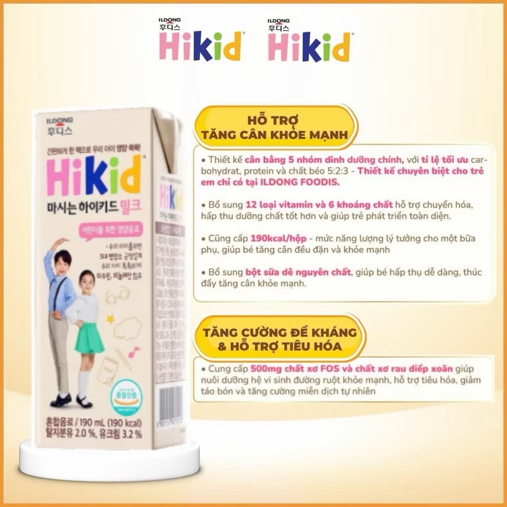 Sữa Nước Hikid Pha Sẵn 190ml Tăng Chiều Cao Cho Trẻ Từ 1 Tuổi