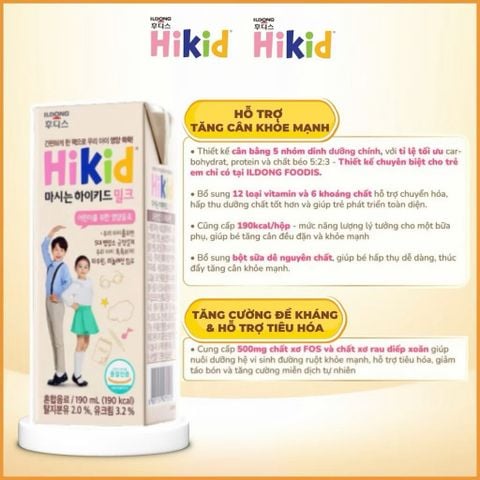 Sữa Nước Hikid Pha Sẵn 190ml Tăng Chiều Cao Cho Trẻ Từ 1 Tuổi