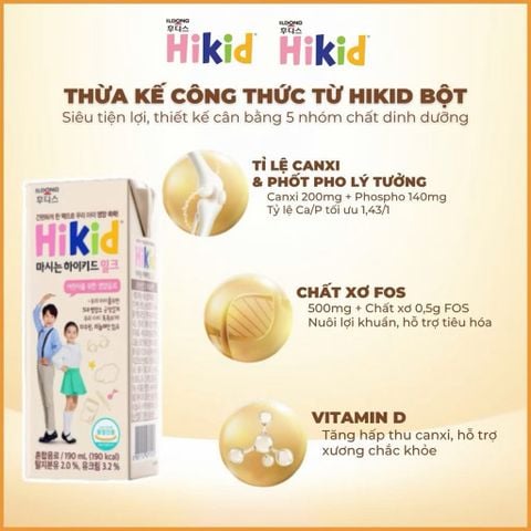 Sữa Nước Hikid Pha Sẵn 190ml Tăng Chiều Cao Cho Trẻ Từ 1 Tuổi