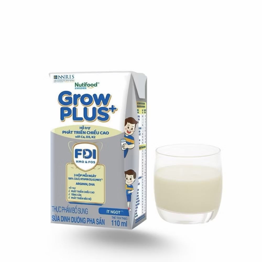 Sữa Nước Nutifood Grow Plus Bạc Height Boosting Tăng Chiều Cao 110ml/180ml - Sữa Công Thức Dinh Dưỡng Pha Sẵn