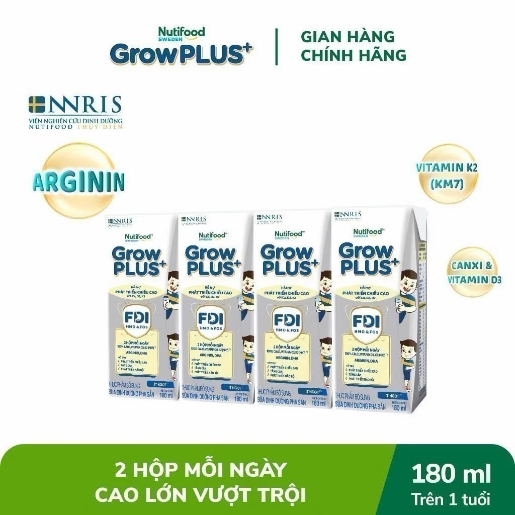 Sữa Nước Nutifood Grow Plus Bạc Height Boosting Tăng Chiều Cao 110ml/180ml - Sữa Công Thức Dinh Dưỡng Pha Sẵn